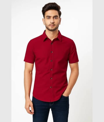 VIMASUTI Cotton Blend Regular Fit Solids Half Sleeves Men's Casual Shirt - Maroon ( Pack of 1 )