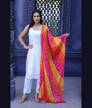 anushansa Rayon Embroidered Kurti With Pants Women's Stitched Salwar Suit - White ( Pack of 1 )