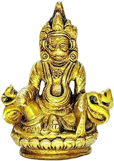 REAL SEED Brass Kuber Statue God of Wealth and Prosperity, Tijori Locker Money Safe Kubera Idol for Maha Dosh Nivaran Prosperity Home Decor Size - 9.6 CMS