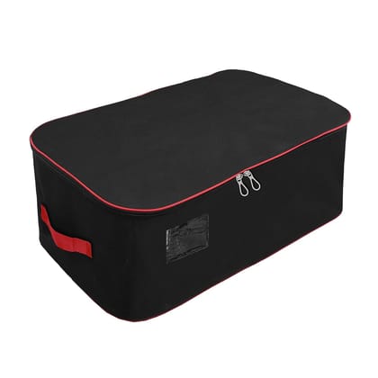 Storite Nylon Extra Large Size 129 L Multipurpose Heavy Duty Moisture Proof Storage Bag for Clothes/Toys/Stationery/Blankets/Paper Rectangular(Red-Black, 78x46x36 cm)