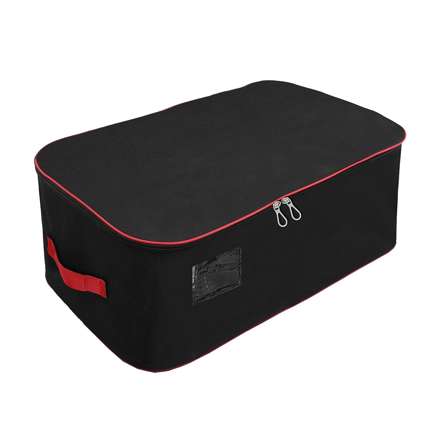 Storite Nylon Extra Large Size 129 L Multipurpose Heavy Duty Moisture Proof Storage Bag for Clothes/Toys/Stationery/Blankets/Paper Rectangular(Red-Black, 78x46x36 cm)