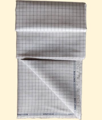 Makhanchor - White Linen Men's Unstitched Shirt Piece ( Pack of 1 )