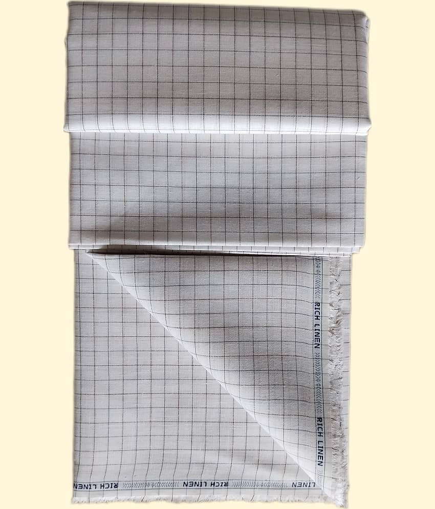 Makhanchor - White Linen Men's Unstitched Shirt Piece ( Pack of 1 )