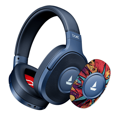 boAt Rockerz Plus 550 | Wireless Headphones with 100H Playback, 50mm Drivers & boAt Signature Sound boAt Rockerz Plus 550 | Wireless Headphones with 100H Playback, 50mm Drivers & boAt Signature Sound - Blue Psyche