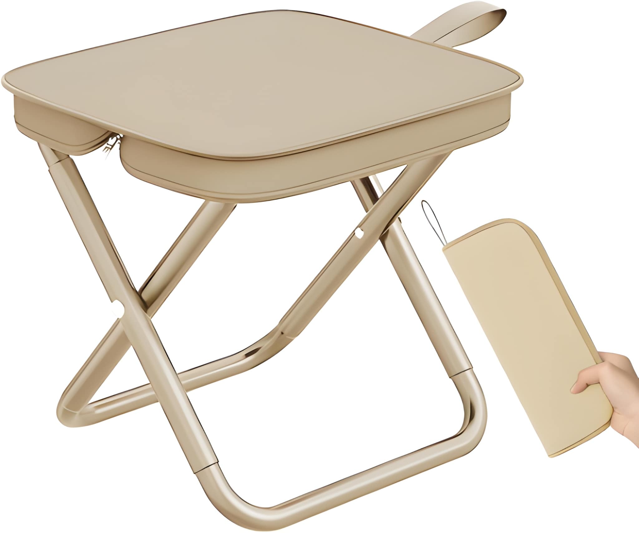 Handbag Folding Stool with Zipper Bag | Portable Foldable Camping Chair | Lightweight Picnic Stool for Travel, Beach & Outdoor | Pack of 1