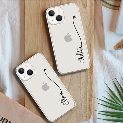 Cursive Name Initial Transparent Custom Slim Soft Cases