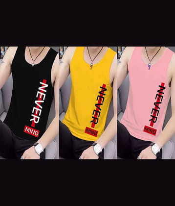 Kintu Parantu Pack of 3 Polyester Basic Vest For Men ( Multicolor1 )
