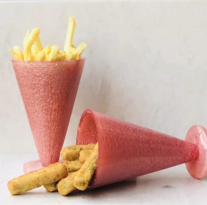 The Mohraj Cone Snack holder Pink Pack of 2  