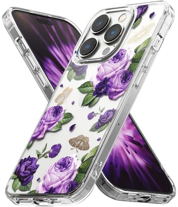 Apple iPhone 14 Pro Max Back Cover Case | Fusion Design - Purple Rose