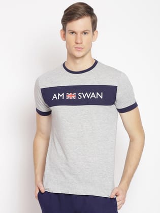 Mens Premium Cotton Printed Half Sleeve T-Shirts-S-38 / Grey