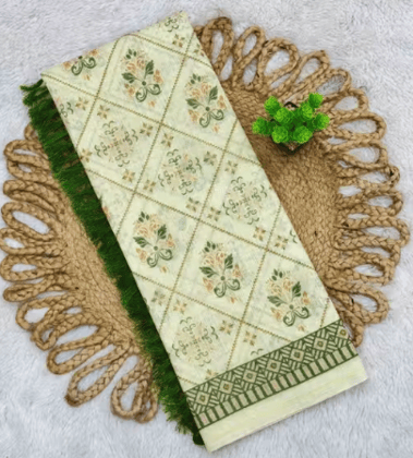 Stylish Cotton Blend Saree with Zari Border | Perfect for Festive & Office Wear