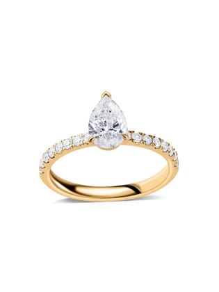 1 Carat Pear Lab-Grown Diamond Solitaire Ring-10 / 9K / Yellow Gold