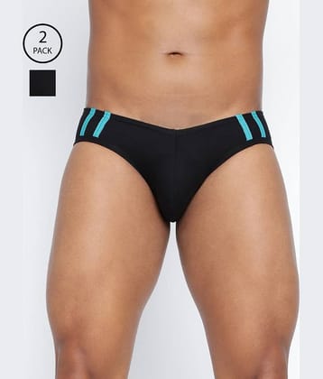 BASIICS By La Intimo Pack of 2 Cotton Blend Briefs For Men's ( Black )