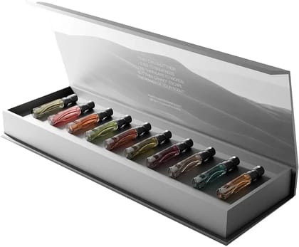 House of Moksha Discovery Kit - Unisex Perfume Set of 10 x 3 ml Luxury Eau De Parfum Miniatures Featuring Oud, Floral, Woody, Citrus & Musk Scents for Men & Women