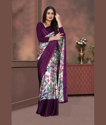 JIHANA FAB Georgette Printed Saree With Unstitched Blouse Piece ( Multicolor )