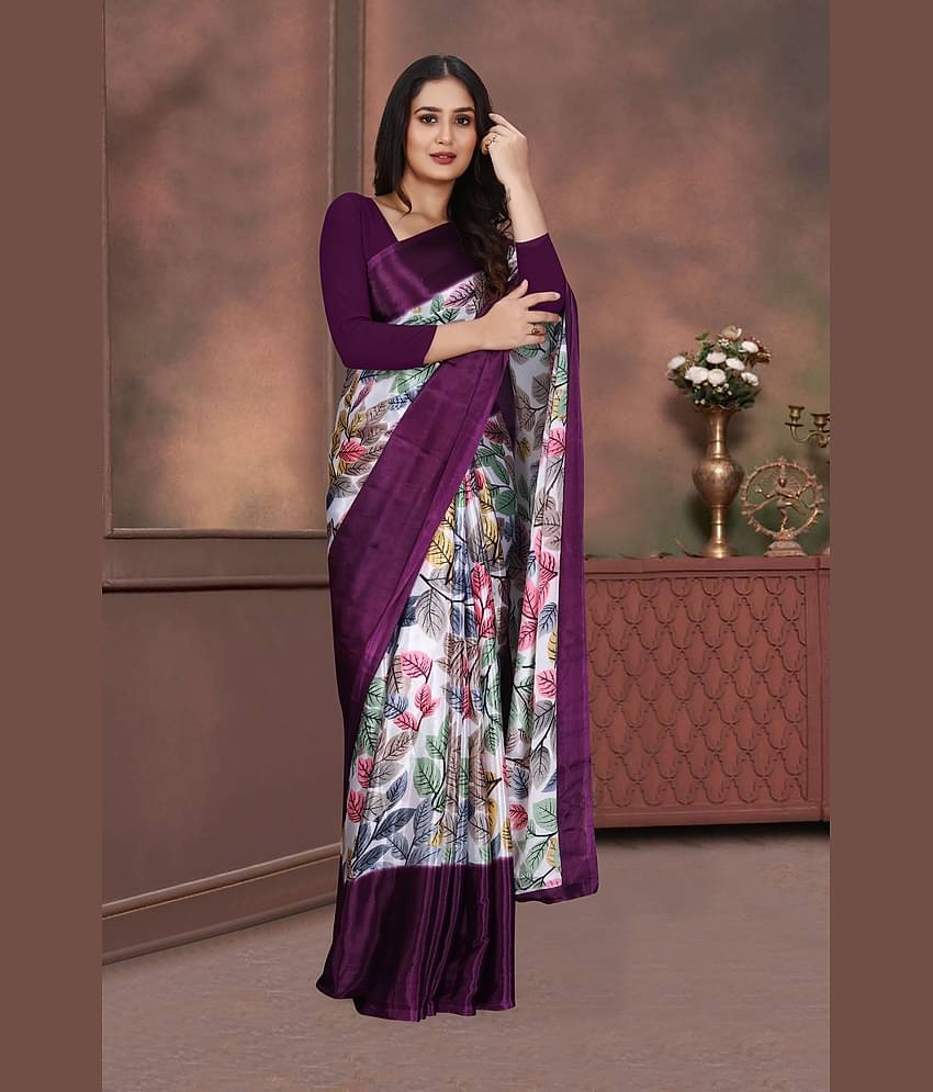 JIHANA FAB Georgette Printed Saree With Unstitched Blouse Piece ( Multicolor )