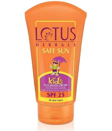 Lotus Herbals Safe Sun Kids Sunscreen Cream , Sensitive Skin Formula , Spf 25 , Nongreasy , 50G