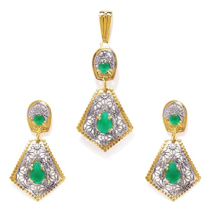 Gold-Plated  Green Pendant Set