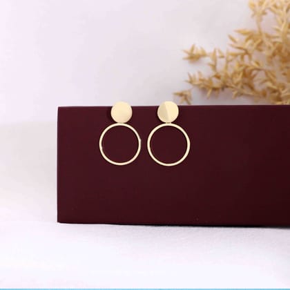 Sterling Gold Chic Circle Drop Earrings-None / Gold