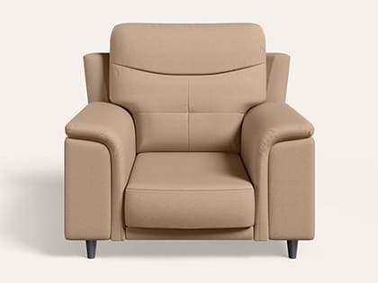 Opulence 1 Seater Synthetic Leather Sofa (1-Year Warranty, Solid Wood, Camel)