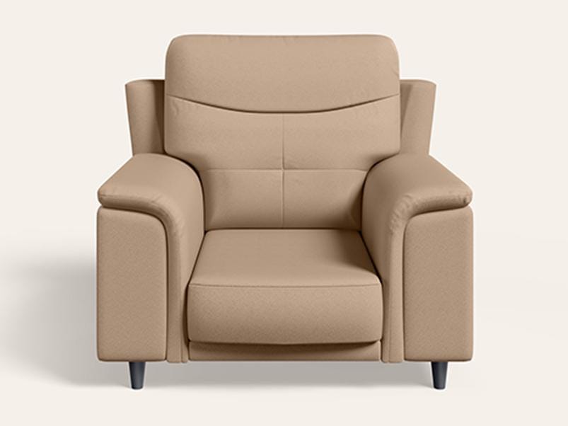 Opulence 1 Seater Synthetic Leather Sofa (1-Year Warranty, Solid Wood, Camel)