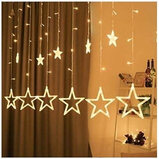 DAYBETTER Star Curtain Lights 12 Stars,108 String Led Light 2.5 Meter for Christmas Decoration