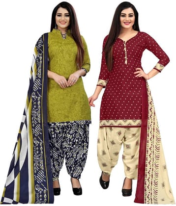 Rajnandini Unstitched Cotton Blend Printed Dress Material - Multicolor ( Pack of 2 )