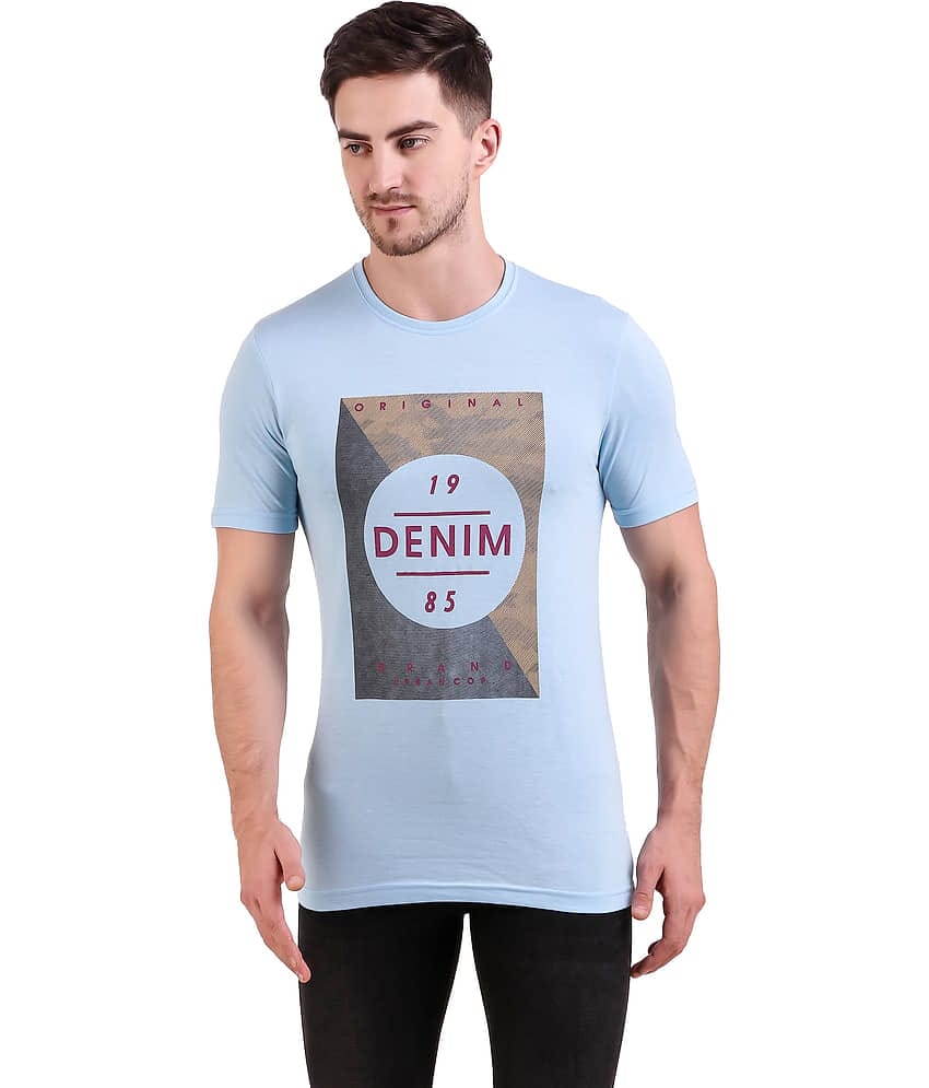 Bravezi Pack of 1 Cotton Blend Slim Fit Men's T-Shirt ( Blue )