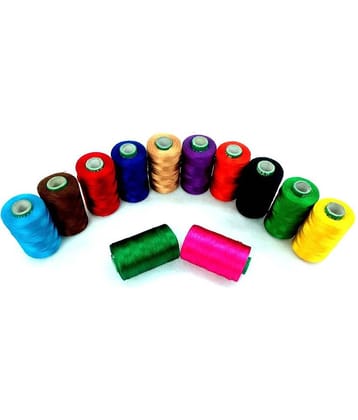 Silk (Resham) Twisted Hand & Machine Embroidery Shiny Thread for Jewelry Designing, Embroidery, Art & Craft, Tassel Making, Fast Color, Pack of 12