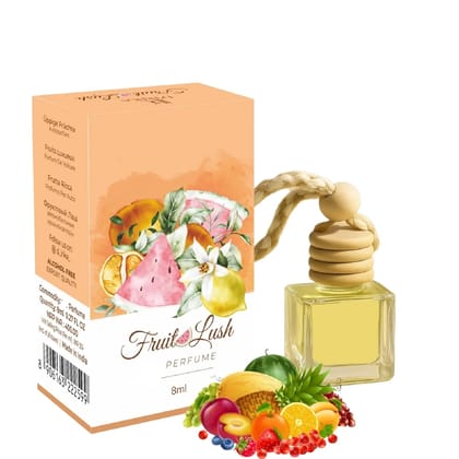 Fruit Lush Hanging Car Perfume 8ML  Premium Tropical & Juicy Essential Oil Car Freshener with Wooden Diffuser Cap