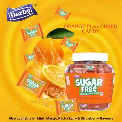 Derby Orange Flavoured Sugar-Free Hard Candies 330gm 115pcs in Each Jar Pack of 2