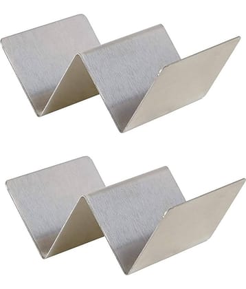 Dynore - 1/2 Taco Holder Silver Serving Tray ( Set of 2 )