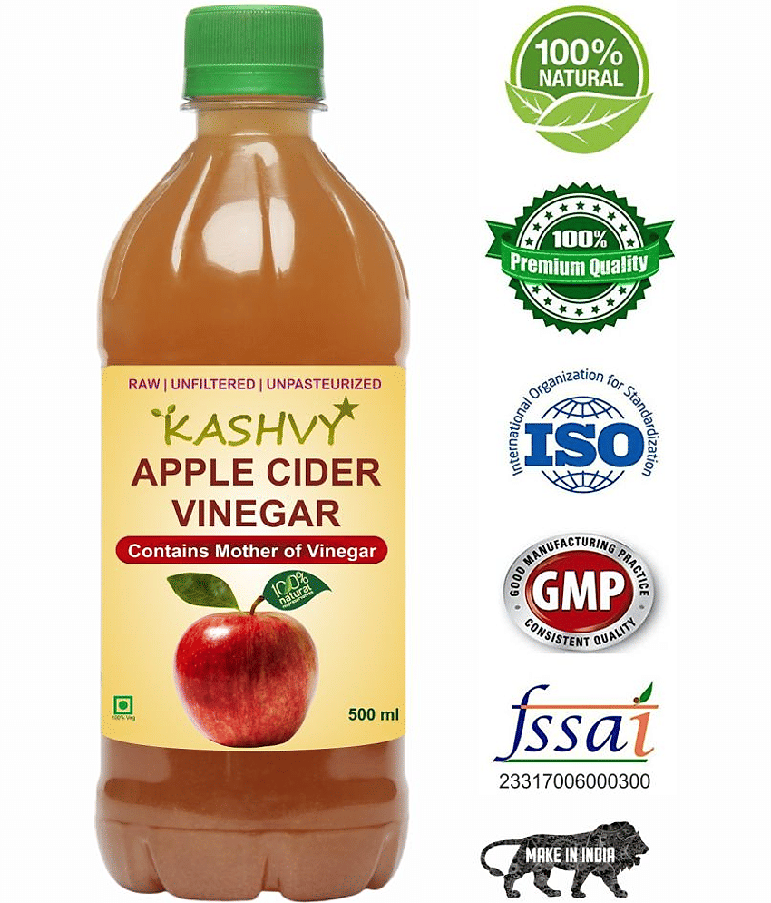 Kashvy Apple Cider Vinegar for Healthy Digestion, 500 ml Unflavoured Single Pack