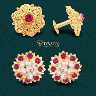 Vivastri Premium Gold Plated Alloy Stud Earrings Combo for Women & Girls Pack of 2