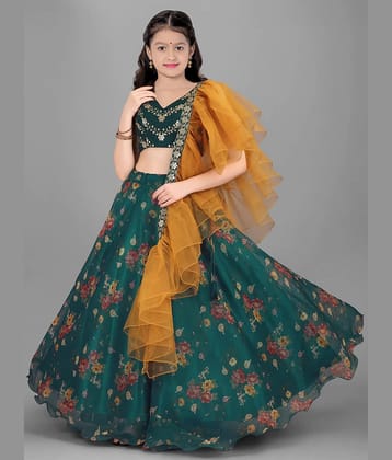 piludi Organza Lehenga Choli Set For Girls ( Pack of 1 , Green )