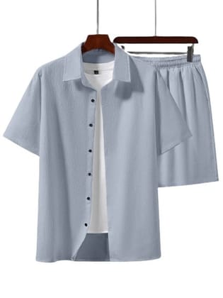 "Urban Sophistication: Gray Plain Men's Co-ord Set by Glamastitch"-S