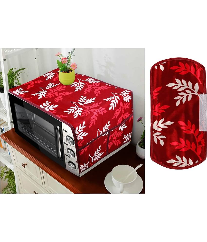 E-Retailer Set of 2 Polyester Maroon Microwave Oven Cover -