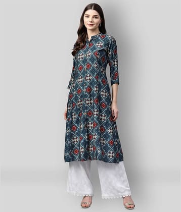 Divena - Blue Rayon Women's Front Slit Kurti