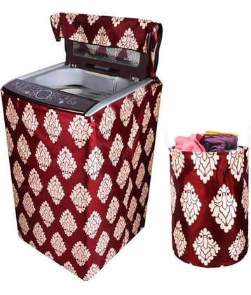 E-Retailer Set of 2 Polyester Maroon Washing Machine Cover for Universal 8 kg Top Load
