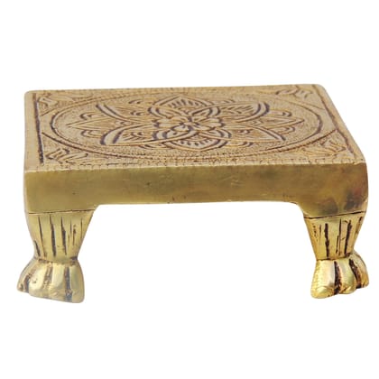 Brass Chowki Showpiece - Handcrafted Idol Stand, Length : 3.6 Inch (BSMAS1403 C)