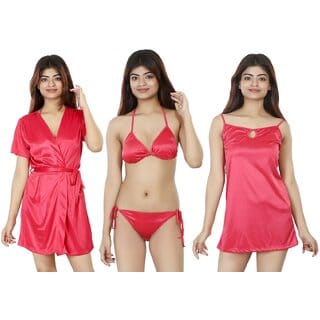 Nivcy Women Satin Nightwear True Red Small
