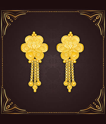 LUV FASHION Golden Drop Earrings ( Pack of 1 )