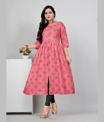 RIAANA Women Cotton Printed Maternity Kurti ( Pink )