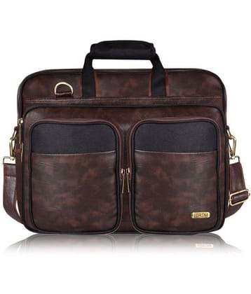 Lorem Brown Faux Leather Office Bag - Brown