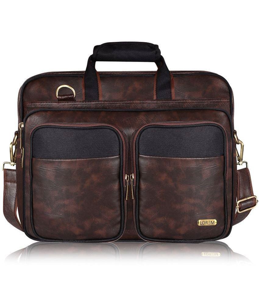 Lorem Brown Faux Leather Office Bag - Brown