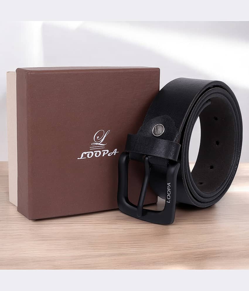 Loopa - Black 100% Leather Men's Formal Belt ( Pack of 1 )