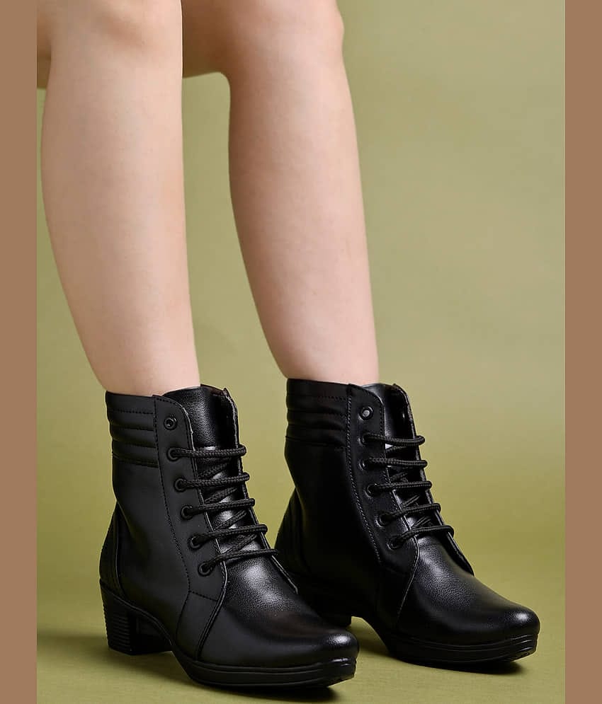 Shoetopia Black Women's Ankle Length Boots