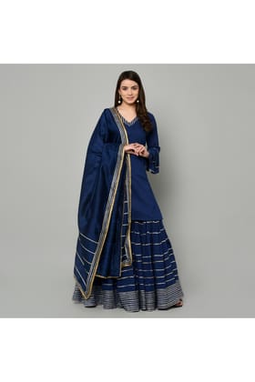 NAVY BLUE SHARARA SET OF 3-XL