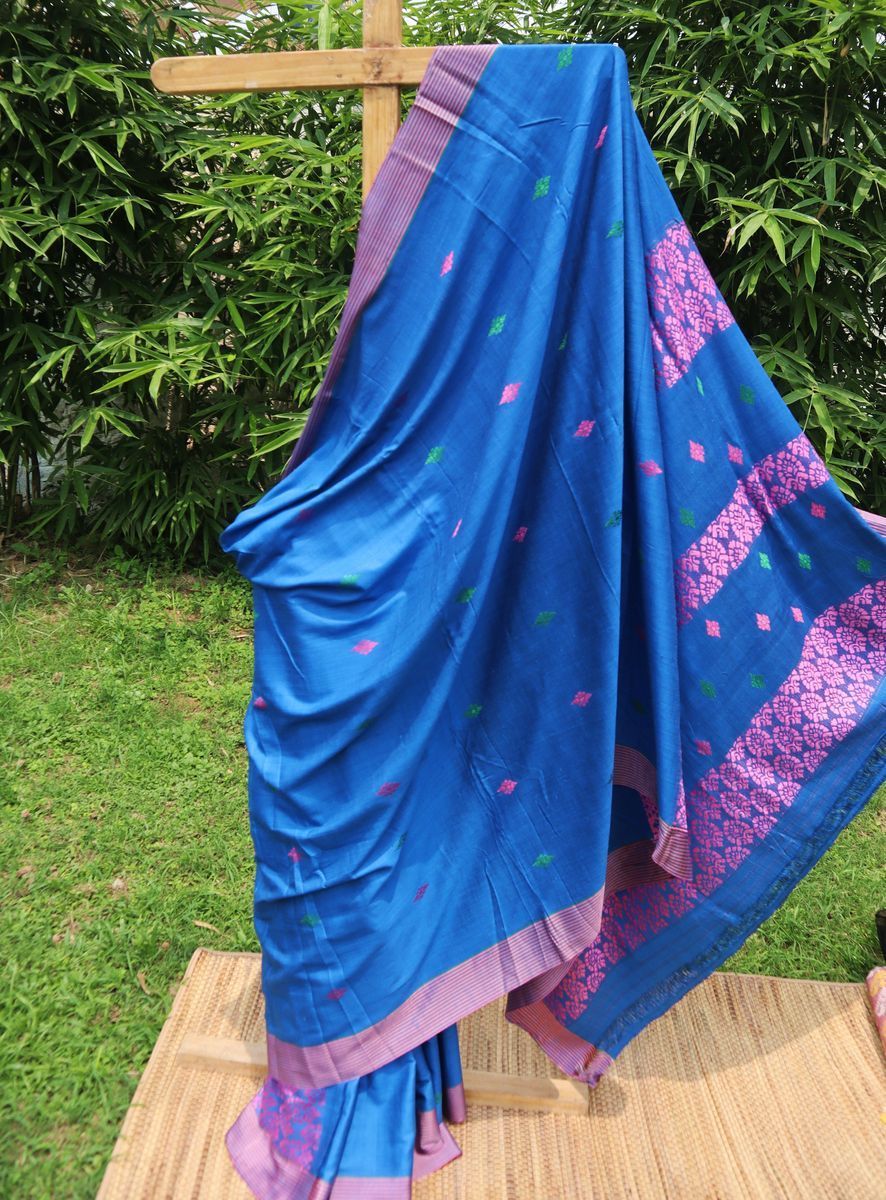 Handwoven Blue Eri Silk Saree