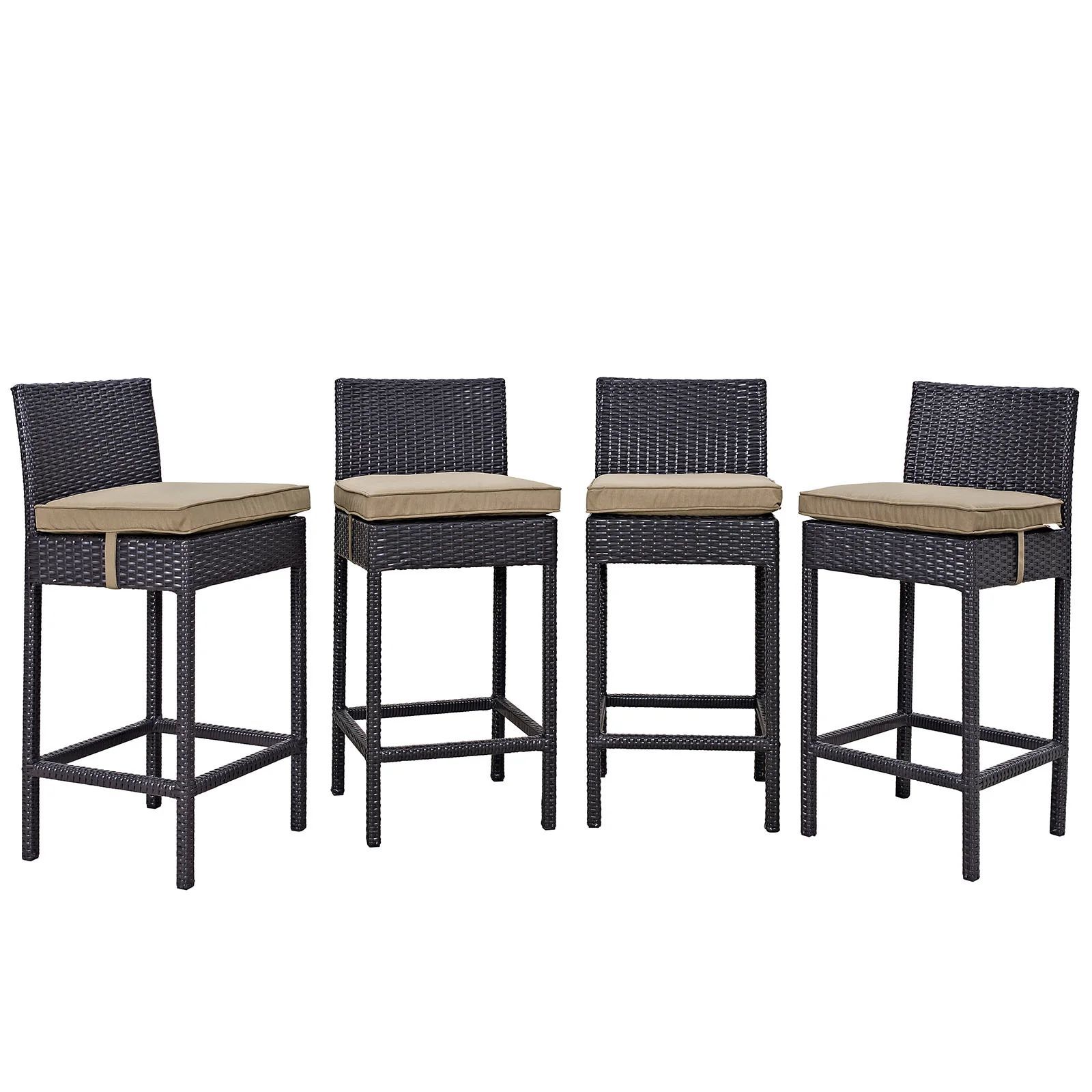MJA FURNITURE Patio Bar Chairs Set for Outdoor, Wicker Bar Stools Set, High Rise Chairs